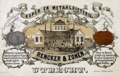 38161 Afbeelding van het fabrieksgebouw van de koper- en metaalgieterij Rencker en Zonen (Lauwerecht 64) te ...